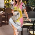 thumbnail image 3 of Balery A Funny Cat Vestidos sueltos de manga corta para mujer, vestidos de verano 2025, vestidos casuales de corte A con vuelo., 3 of 6