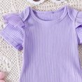 thumbnail image 6 of Baby Girl Romper with Suspender Casual Sleeveless Bow Front Floral Print Bodysuit Newborn Playsuit Summer Clothes Purple 2-3 Years, 6 of 7