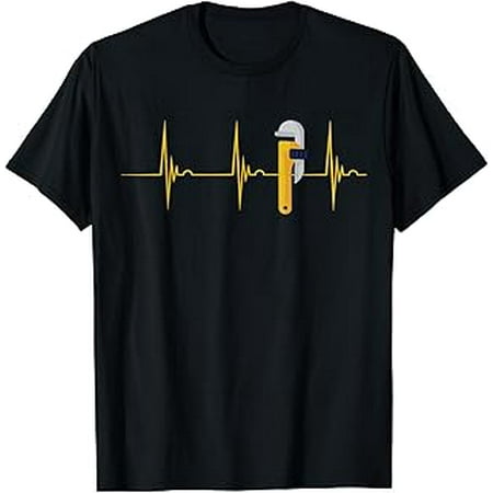 

Plumber Pipe Wrenches Heartbeat EKG Pulse Plumbing Handyman T-Shirt