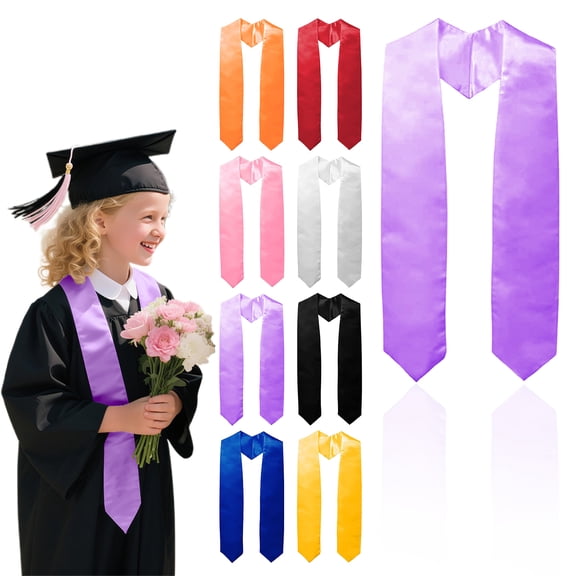 Graduation Ceremony Shoulder Strap Sash 183cm, Pure Color Etiquette Cape for Graduation Day Award Ceremony Black