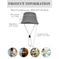thumbnail image 5 of HonorHut Sun Hats Waterproof Lightweight Bucket Caps Packable Summer Cap with Adjustable Chin Strap Breathable Hiking Fishing Hat Outdoor Protection Gray, 5 of 7
