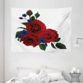 thumbnail image 1 of Rose Tapestry, Blooming Red Roses with Gentle Wild Flowers Leaves Bouquet Corsage, Wall Hanging for Bedroom Living Room Dorm Decor, 80W X 60L Inches, Ruby Violet Blue Hunter Green, by Ambesonne, 1 of 2
