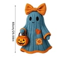 thumbnail image 3 of HaiSphere Handmade Patchwork Crochet Ghost Halloween Decor, Light Up Pumpkin Bucket Cute Spooky Figurine for Fall Home Harvest Party Tabletop Holiday Decoration, 3 of 6
