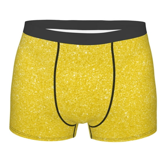 Naloa Yellow Glitter Print Mens Underwear - Boxers for Men, Classic Briefs for Men