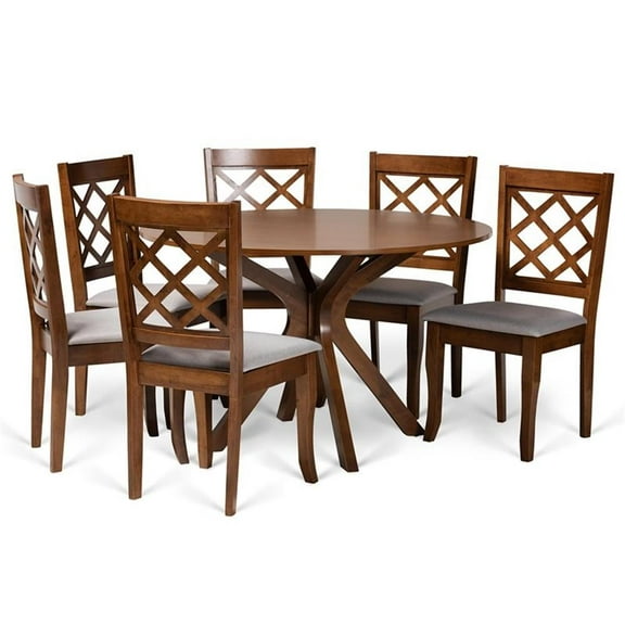 Bowery Hill Grey and Walnut Brown Finished Wood 7-Piece Dining Set