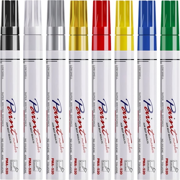 CCOCC Paint Marker Pens-8 Colors Oil Based Permanent Markers,Waterproof,Quick Dry,Medium Tip,Assorted Color Paint Pen for Metal,Wood,Fabric,Plastic,Rock Painting,Canvas