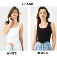 thumbnail image 3 of Women's Square Neck Tank Tops Cotton Racerback Camisole With Shelf Bra, 2-Packs, 3 of 7