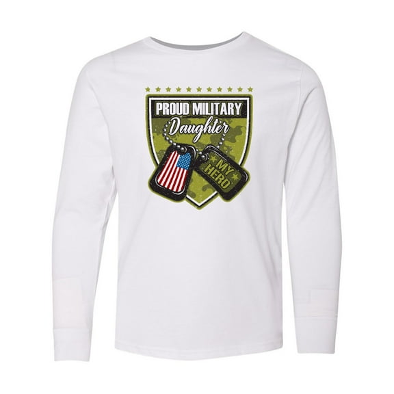 Inktastic Proud Military Daughter Soldier Hero Long Sleeve Youth T-Shirt