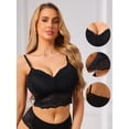 thumbnail image 3 of DARING DIVA Women's V Neck Wireless Adjustable Spaghetti Straps Padded Bras Small Black, 3 of 6