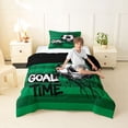 thumbnail image 2 of Castle Fairy Soccer Graffiti Splash Twin Comforter Sets 2pcs, Vintage Geometric Stripes Bedding Set, Green Black White,Black Reversible,1 Comforter and 1 Pillowcase, 2 of 6