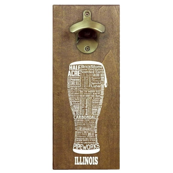 Torched Beer Bottle Opener Magnetic Cap Catcher  12" x 5" x 2.5" Illinois