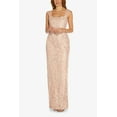 thumbnail image 3 of Adrianna Papell Square Neck Sleeveless Embroidered Zipper Back Sit Back Mesh Dress-BLUSH / 8, 3 of 8