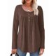 thumbnail image 3 of Camisas de Larga para Mujer, Conjuntos de Otoño, Cuello Redondo, Túnicas Casuales, Blusas de Moda, Ropa de Moda. Café L, 3 of 6