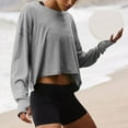 thumbnail image 6 of Hfyihgf Womens Open Back Sweatshirts Trendy Long Sleeve Backless Shirts Crewneck Workout Yoga Crop Pullover Tops(Gray,S), 6 of 9