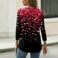 thumbnail image 3 of Resicozy Valentines Shirts for Women Fashion 2026 Cute Love Heart Printed Tunic Tops Plus Size Casual Summer 3/4 Sleeve Blouses Black#1 S, 3 of 4