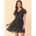 thumbnail image 2 of INSPIRE CHIC Women's Floral Lace-up Chiffon Dress, 2 of 6