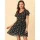 thumbnail image 2 of Vestido De Gasa Con Cuello En V Y Manga Con Volantes Florales Para Mujer Negro Floral S, 2 of 6