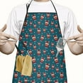 thumbnail image 2 of Dark Blue Christmas Reindeer Pattern Apron-Garden Aprons for Women with Pockets-Cotton Linen Waterproof Kitchen Cooking Gardening Aprons Adjustable for Kitchen,Cooking,BBQ and Salon 33"x27", 2 of 7