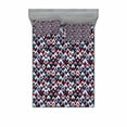thumbnail image 2 of Ambesonne Abstract Fitted Sheet & Pillow Sham Set, Geometric Triangle Shape, Twin, Pale Blue Maroon, 2 of 3
