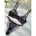 thumbnail image 4 of Midnight Blossom Lace Embroidered Lingerie Set (BLACK, 3XL+), 4 of 9