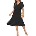 thumbnail image 1 of Vestido de verano AUSELILY para mujer, cuello en V, manga corta, negro, 1 of 6