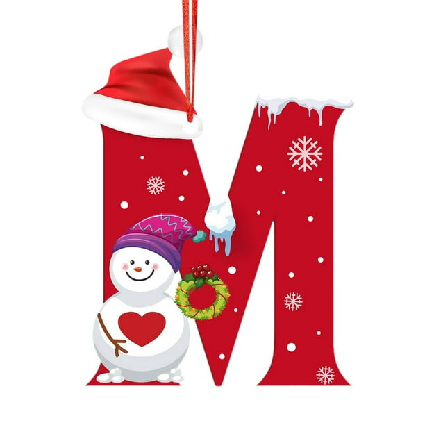 Adornos navideños, adornos navideños, regalos navideños, árbol de Navidad acrílico 2D, colgante de 26 letras, regalo decorativo, colgantes para fiestas navideñas familiares, objetos colgantes