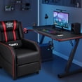 thumbnail image 4 of Gymax Fauteuil Inclinable de Massage pour Gaming en Cuir PU Fauteuil Simple Rouge, 4 of 10