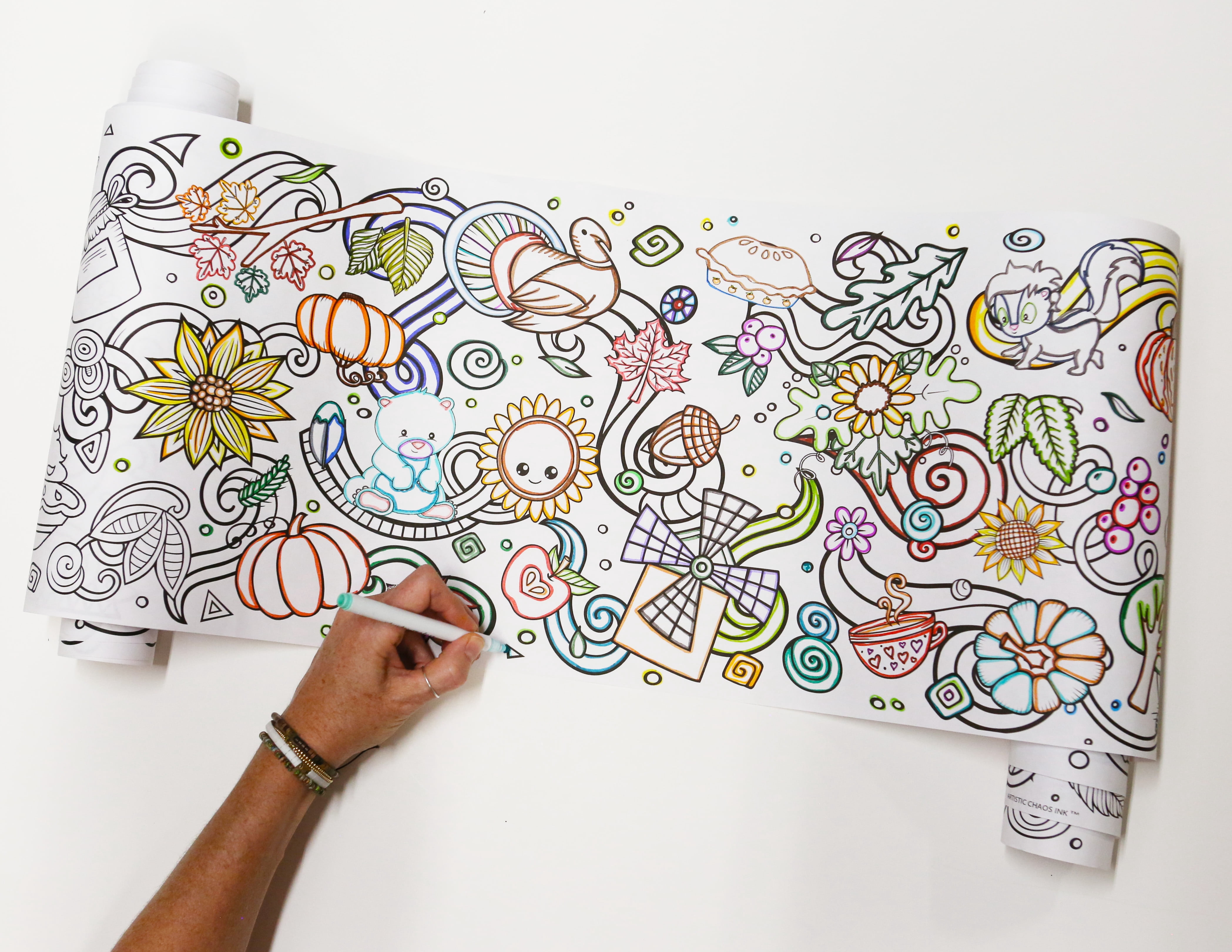 Coloring Paper Roll - 18-Foot Drawing Paper Roll for Kids and Adults, Use in Kids' Easel or as Giant Coloring Poster, Large Sheet with Durable Paper, Perfect for Parties, Classrooms & Work (Fall)
