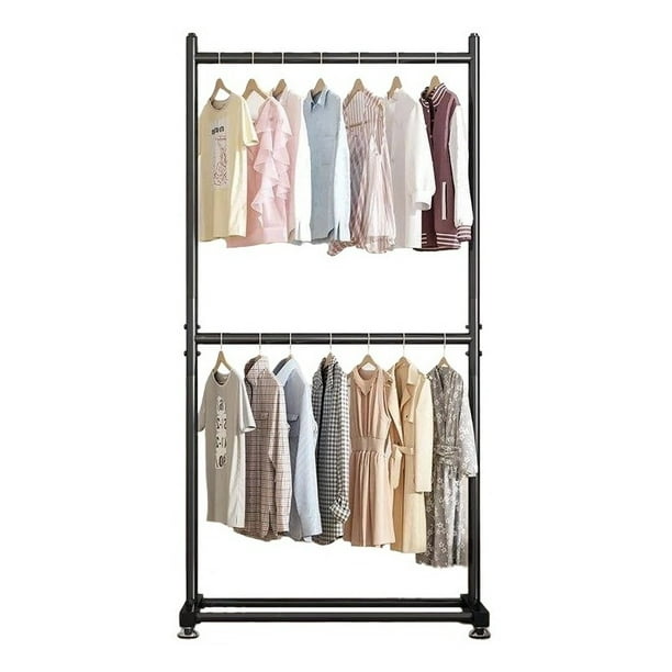 Perchero de Doble Nivel Organizador para Ropa 100 X 160 Cm Color Negro Practiksa RZ30011