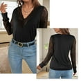 Htwon Womens Sexy Lace Long Sleeve TShirt Blouse Ladies VNeck Casual