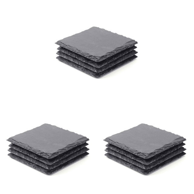 Plato de servicio de pizarra Natural antideslizante, cojín para taza, utensilios de cocina, 12 Uds.