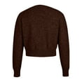 thumbnail image 4 of Wang6 Womens Cropped Brown Cardigan Sweaters Fall Open Front Button Knit Sweater Long Sleeve Knitted Tops Causal Crew Neck Solid Outwear Brown S, 4 of 5