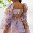 thumbnail image 3 of Robe Princesse à Manches Longues pour Femmes Robe en Tulle à Volants Col Carré Ligne A, 3 of 6