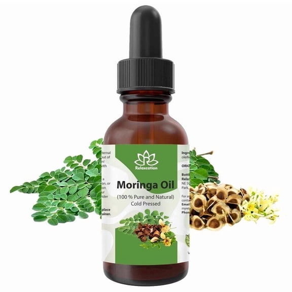 Moringa Seed Oil (Ben Oil / Moringa Oleifera) – Pure Cold-Pressed Natural Oil for Skin & Hair by Relaxcation | 0.5 fl oz