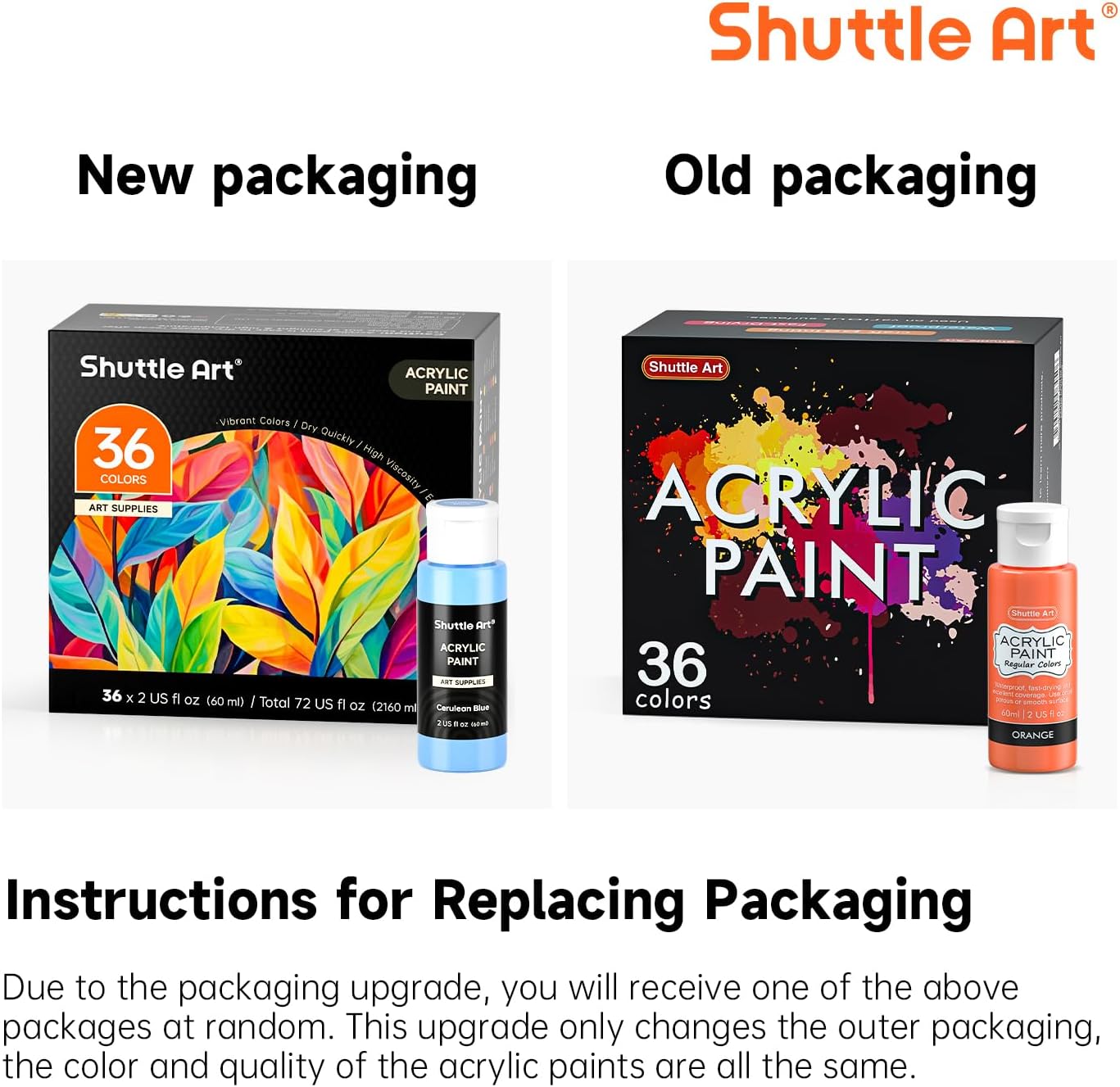 Shuttle Art Acrylic Paint Set with Brushes & Palette, 36 Colors photo 5