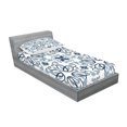 thumbnail image 2 of Ambesonne Traditional Fitted Sheet & Pillow Sham Set, Persian Palace Buds, Twinxl, Pale Blue, 2 of 2