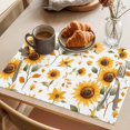 thumbnail image 3 of Summer Sunflower Placemats Set of 12, Yellow Flowers Botanical Pastoral Non-Slip Place Mats Washable Table Mats for Kitchen Dining Table Decorations Indoor/Outdoor, 3 of 9