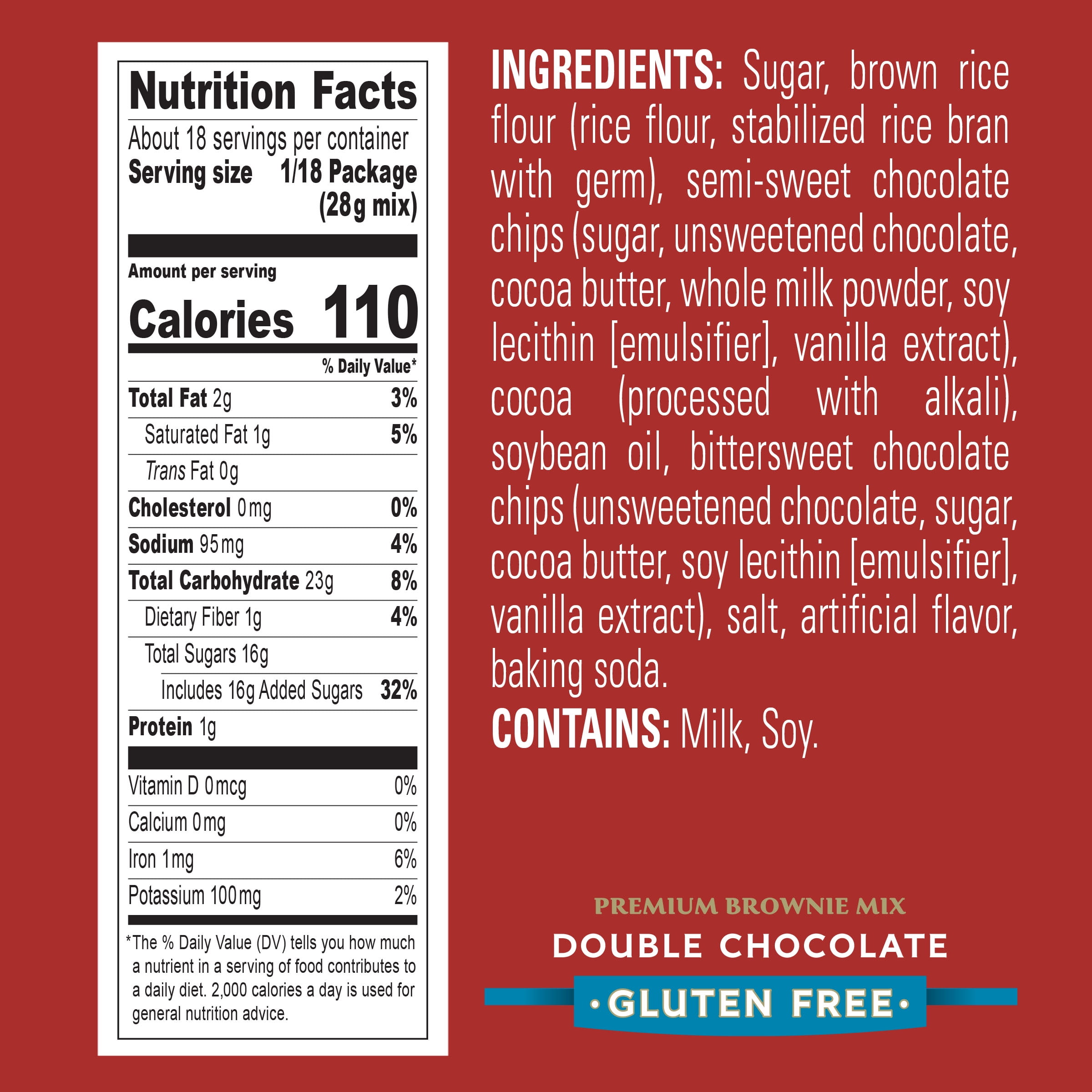 GHIRARDELLI Gluten Free Double Chocolate Brownie Mix, Gluten Free Baking Mix, Includes Chocolate Chips, 18 oz Box