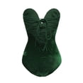 thumbnail image 2 of Genuiskids Women's Velvet Strapless Bodysuit Vintage Sexy Deep V Neck Cross Back Velvet Bodycon Leotard Tops, 2 of 3