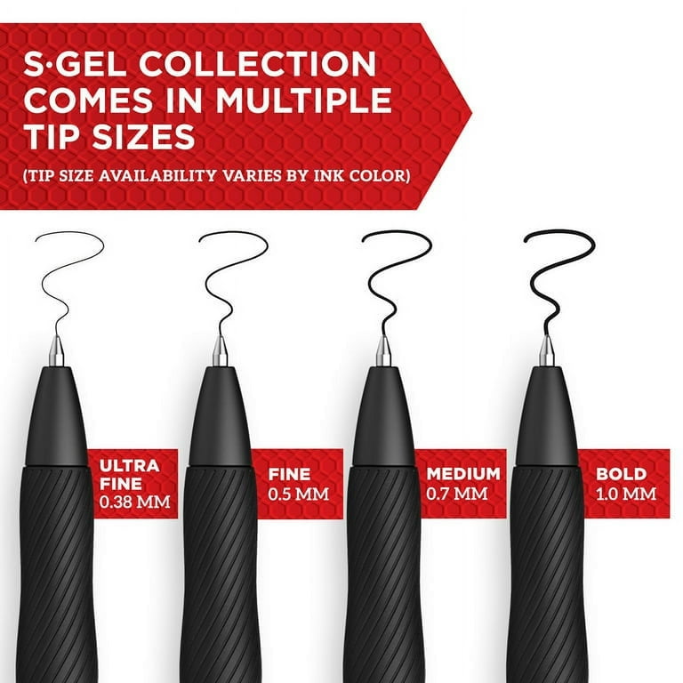 S-Gel High-Performance Gel Pen, Retractable, Medium 0.7 mm, Blue Ink, Black  Barrel, Dozen - mastersupplyonline