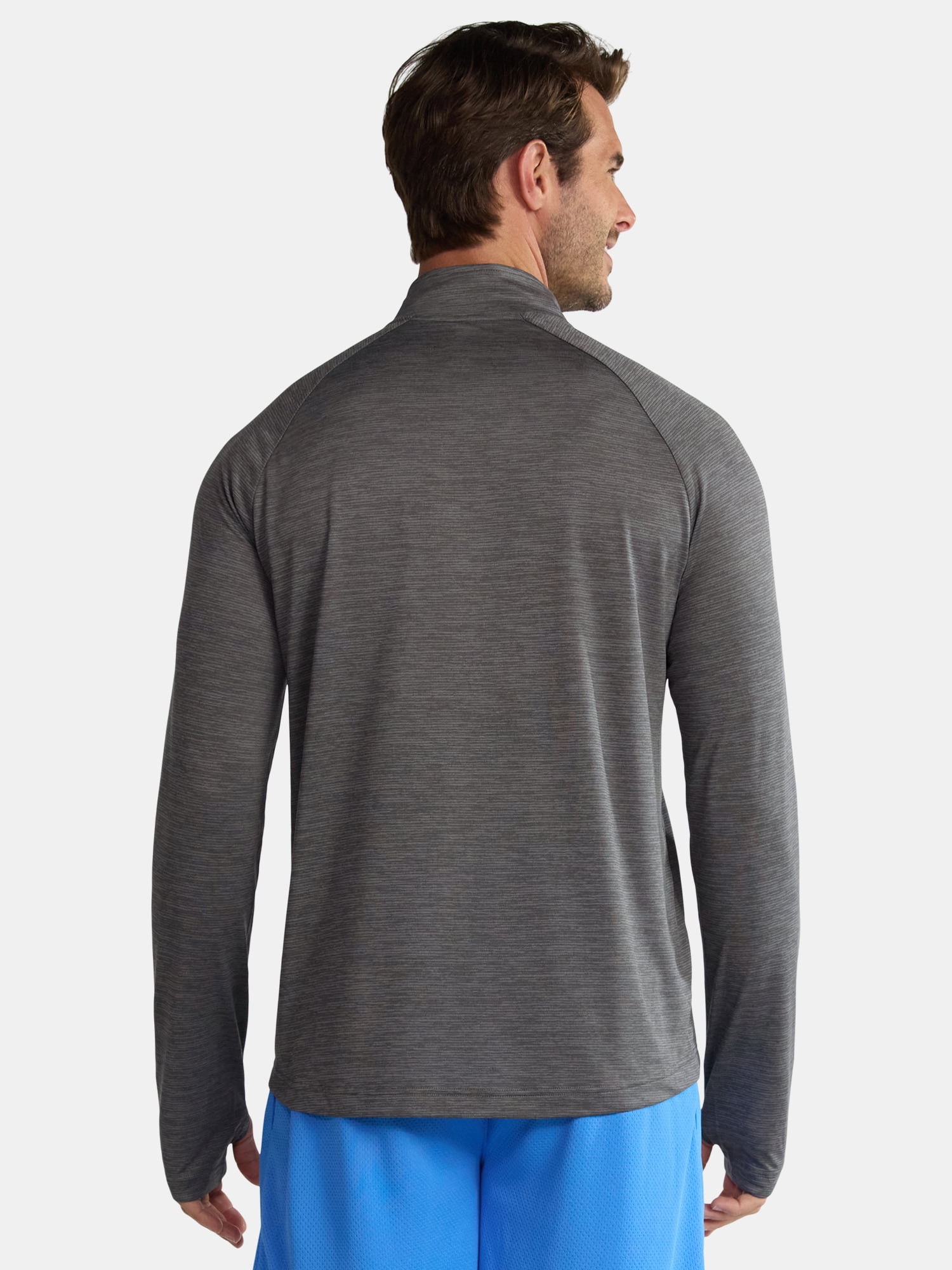 Athletic Works Men's & Big Men's Space Dye Jersey Quarter Zip Long Sleeve Shirt, Sizes S-3XL