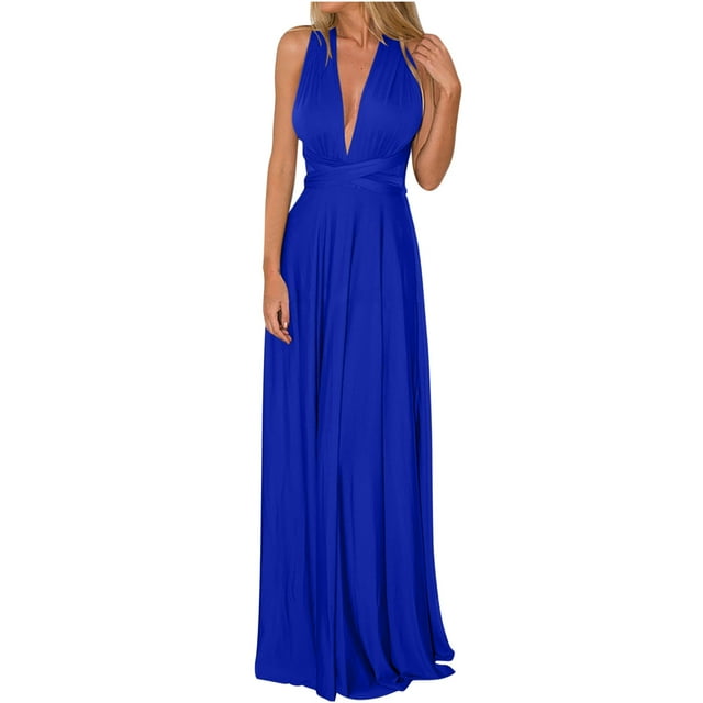 TIMIFIS Robe Maxi d'Été pour Femmes Décontractée Boho Florale Col en V Manches Courtes Ourlet à Volants Fendue Robes Longues de Plage