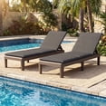 thumbnail image 1 of Gymax 2 Pcs Chaise Longue de Patio Fauteuil Inclinable avec Dossier Réglable 3 Positions et Coussin Brun et Gris, 1 of 9