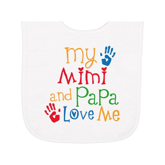 Inktastic Mimi and Papa Love Me Baby Terry Cloth Bib