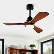 42 inch 3 Wood Blades Farmhouse Black Ceiling Fan with Led Light Remote Control, DC Motor
