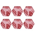 thumbnail image 2 of Fuzoiu Striped Meat Print Leather Coasters Set,Drink Coasters Set of 6,for Tabletop Protection, Durable PVC Coasters,Home Décor and Housewarming Gift,Hexagon, 2 of 7