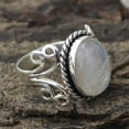 thumbnail image 3 of Womens Moonstone Ring Niello Geometric Jewelry Elegant Statement Accessory European Style Copper Filigree Glow, 3 of 9