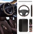 thumbnail image 3 of Renewold Dragonfly Moon Flower Pink Car Seat Covers Set of 15, Steering Wheel Cover Seatbelt Cushion Pad Trash Bin Mount Sunglasses Holder Rearview Mirror Cover Cup Holder Key Chain Car Accessories, 3 of 7