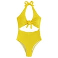 thumbnail image 1 of Traje de baño de una pieza para mujer, cintura alta, ahuecado, sin espalda, con nudo en el busto, traje de baño amarillo L, 1 of 8