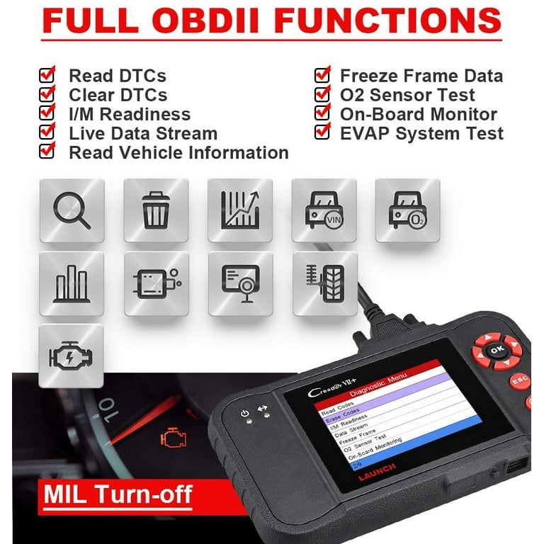 LAUNCH CRP123 OBD2 Scanner, Engine/ABS/SRS/Transmission Code Reader Car  Diagnostic Scan Tool, Full OBDII Modes Automotive Scanner, Live Data Stream